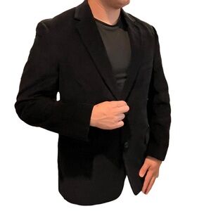Mens Black Corduroy Blazer Jacket Size Large Fall NWOT Holidays Old Money Fall